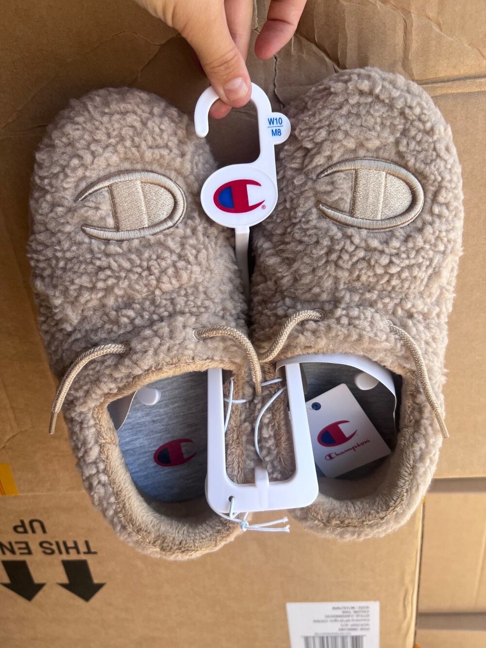 Case Pack! Champion University Sherpa Slippers Tan Women’s 10 Men’s 8 NWT